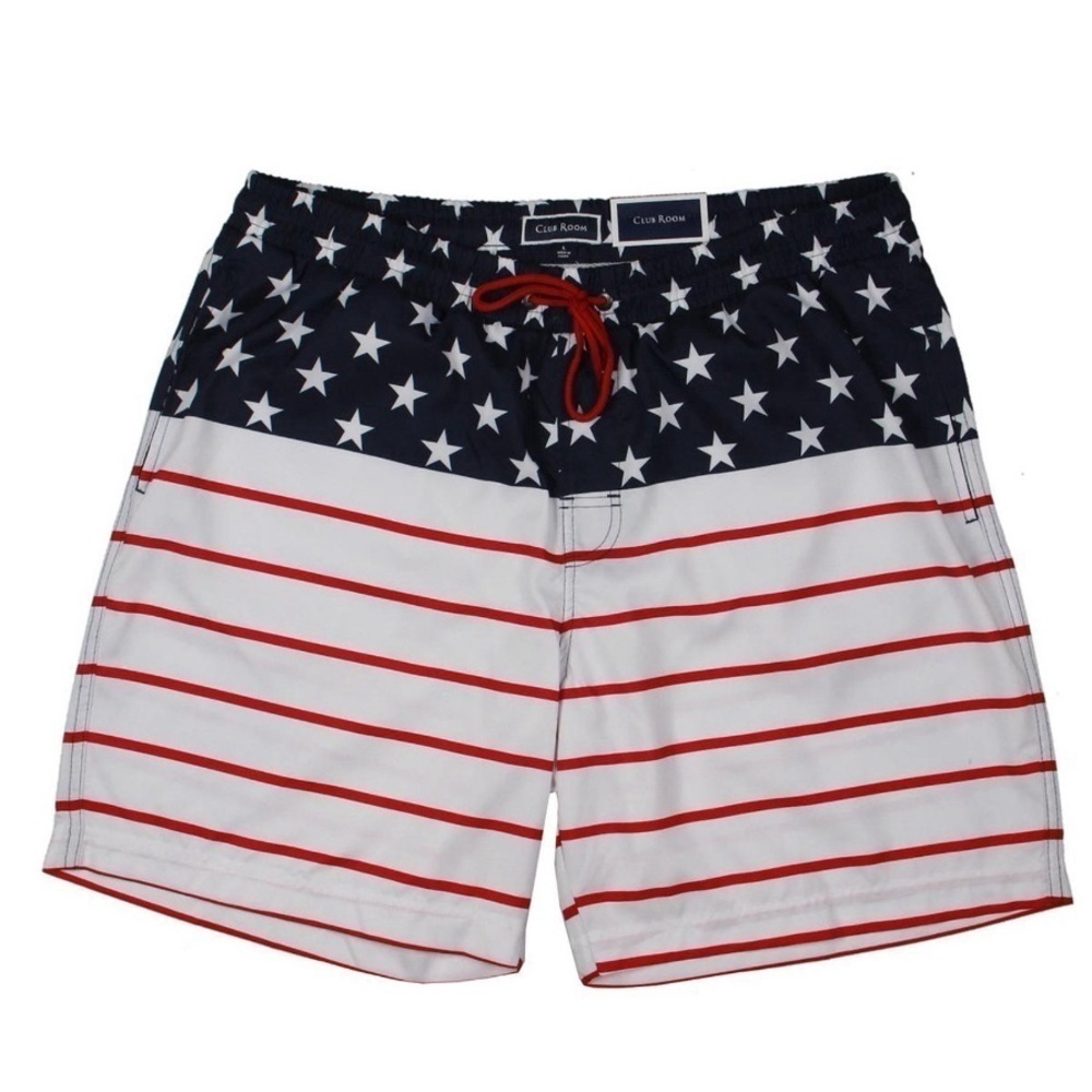 Club Room Mens Americana 7' Inseam Swim Trunks NWT SIZE LARGE